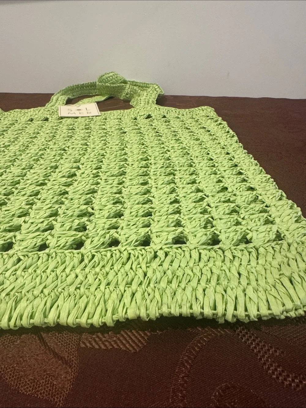 Collection XIIX Lime Green Straw Bag